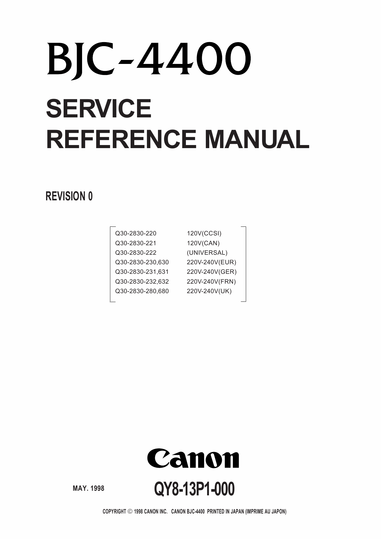 Canon BubbleJet BJC-4400 Service Manual-1